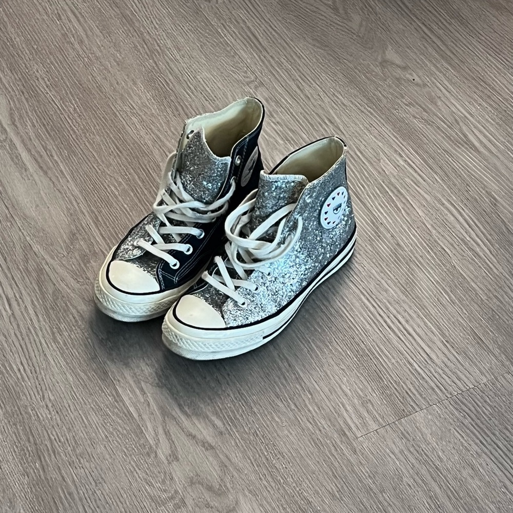 Converse Silver Glitter High-Top Sneakers